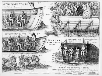 Frontyspis do „De Fabrice Triremium Liber” Marcusa Meiboma, opublikowany w 1671 r.